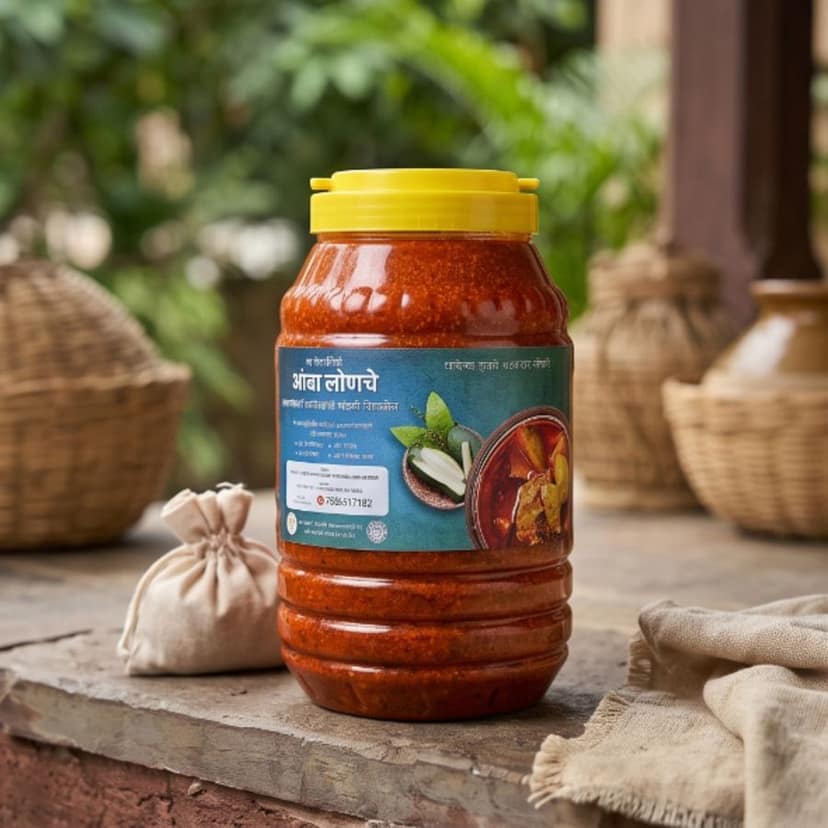 Authentic Kolhapuri Mango Pickle - 500 gm - One plastic jar view 3