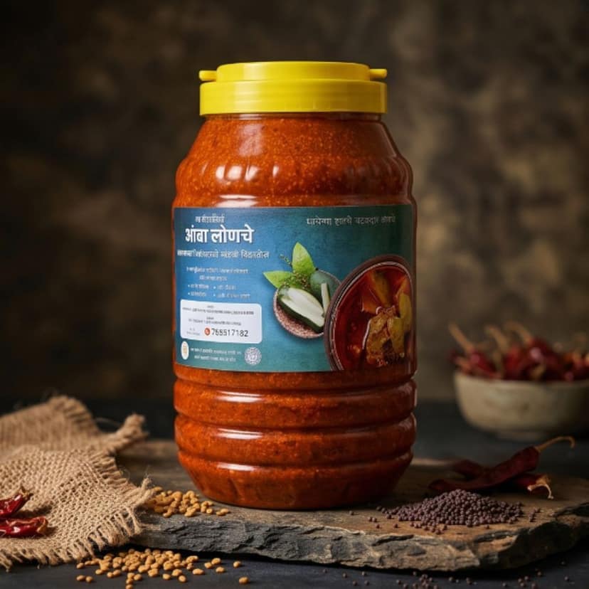 Authentic Kolhapuri Mango Pickle - 500 gm - One plastic jar view 4