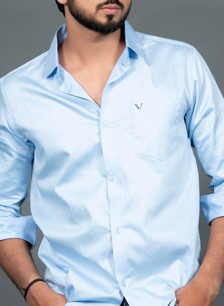Vooz Slim Fit Casual Shirt for Men, Light Blue, Long Sleeve view 4