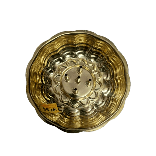 Golden Brass Bowl with 5 incense sticks holder view 2