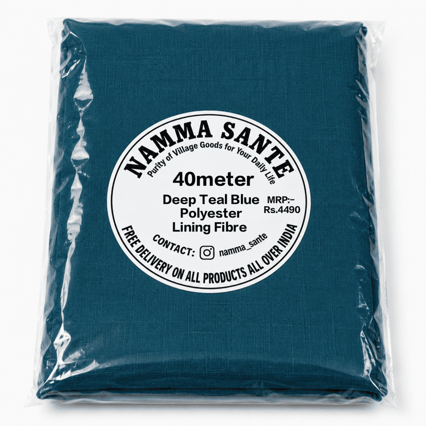 Deep Teal Blue Polyester Lining Fibre (Bada Panna), Deep Teal Blue Polyester Lining Fabric (Bada Panna), Teal Blue Polyester Lining Fabric (Bada Panna), Dark Teal Polyester Lining Fabric (Bada Panna), Deep Teal Polyester Inner Lining (Bada Panna) view 4