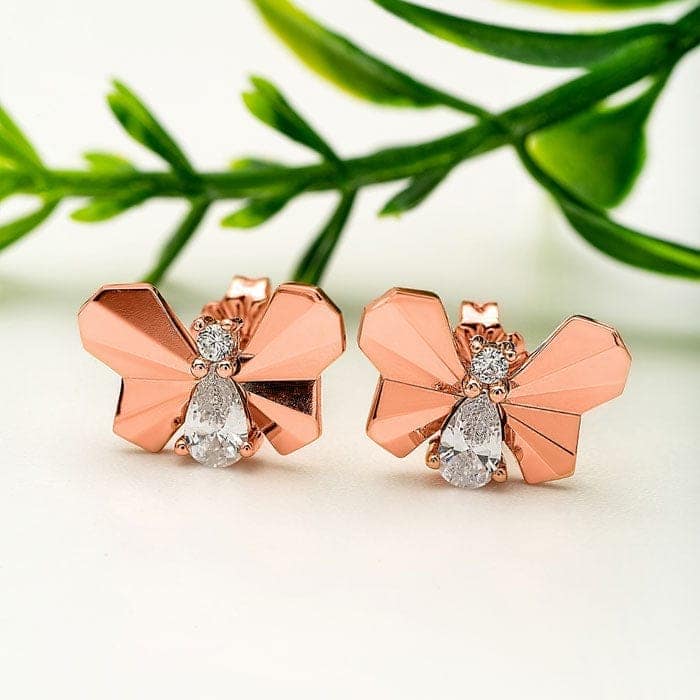 Rose Gold Social Butterfly Earrings view 3