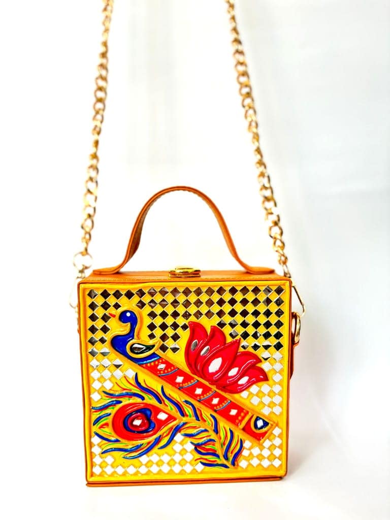 Mor Pankh Mini Lippan Art Box Bag view 2