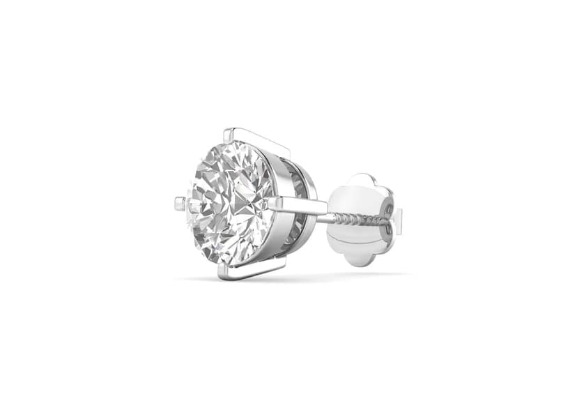 Round Solitaire CZ Ear Stud For Him (1 Pc Only)