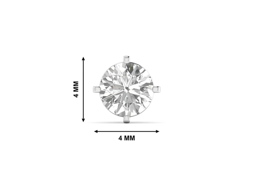 Round Solitaire CZ Ear Stud For Him (1 Pc Only) view 6