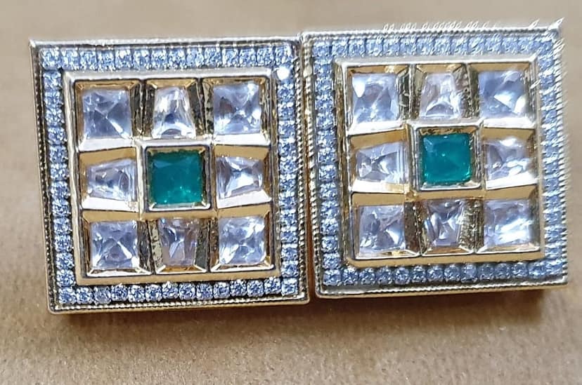 Kundan with moti and stones work Beautiful Studs Earrings view 4