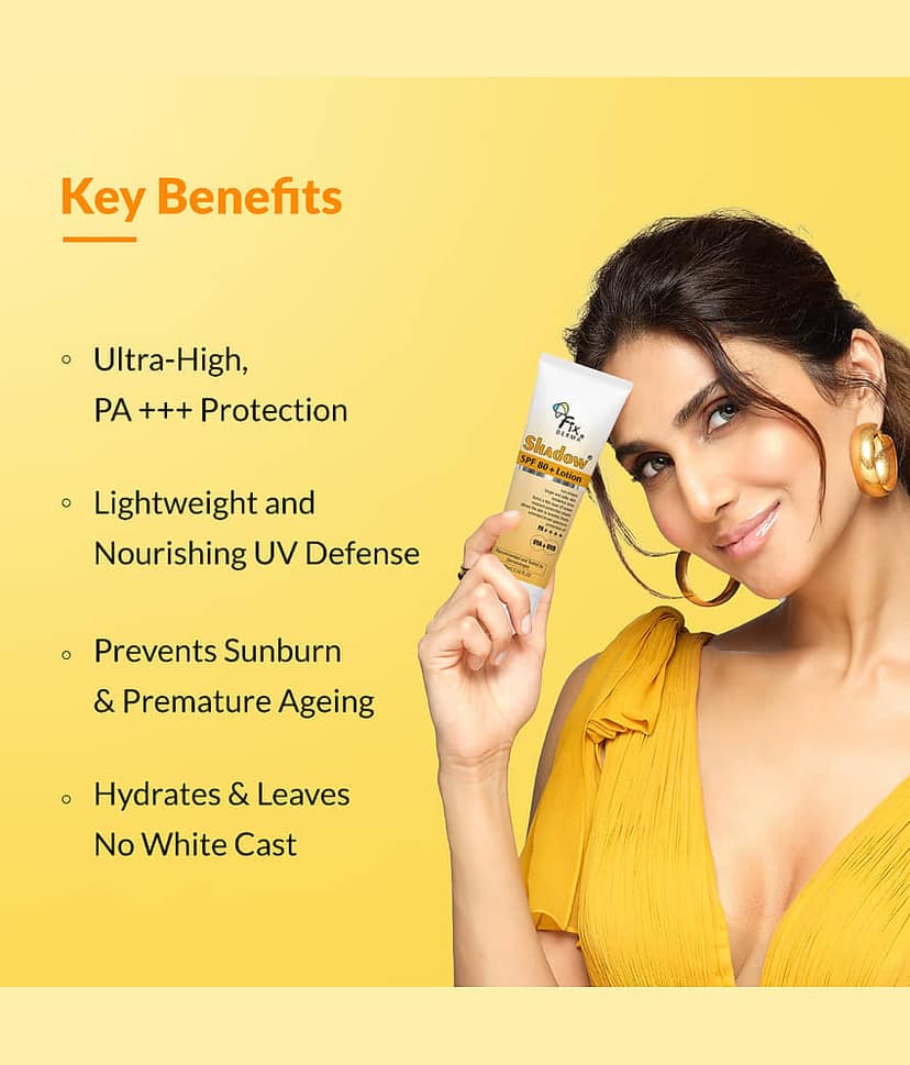 Fixderma Sunscreen - SPF SPF 80+ PA++++ Shadow Extended Broad Spectrum Sun Lotion UVA UVB Protection (75 ml) view 2