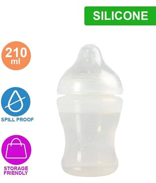 Nuby Silicone bottle with medium flow nipple - 210ml