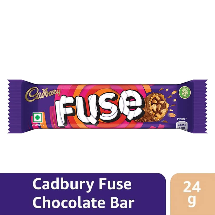 Cadbury Fuse Peanut & Caramel filled Chocolate Bar, 24 g view 3