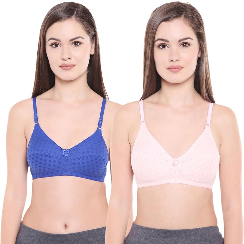 Bodycare Women Poly Cotton Full Coverage Non Padded Regular Bra Pack - 2 E1506RBLPI