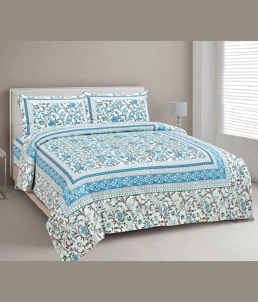 CLOTHORO Cotton 1 Double King Bedsheet with 2 Pillow Covers ( Multicolor )