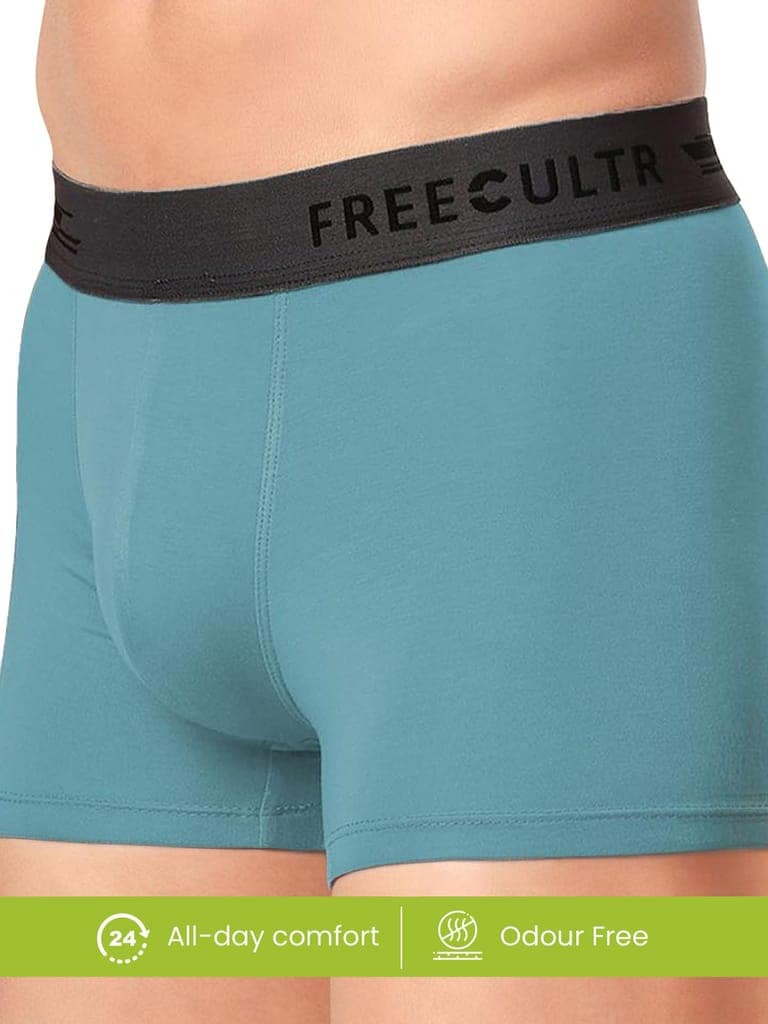 FREECULTR Men's Underwear Anti Bacterial Micromodal Airsoft Trunk - Non Itch No Chaffing Sweat Proof - Pack of 1-Martini Blue view 6