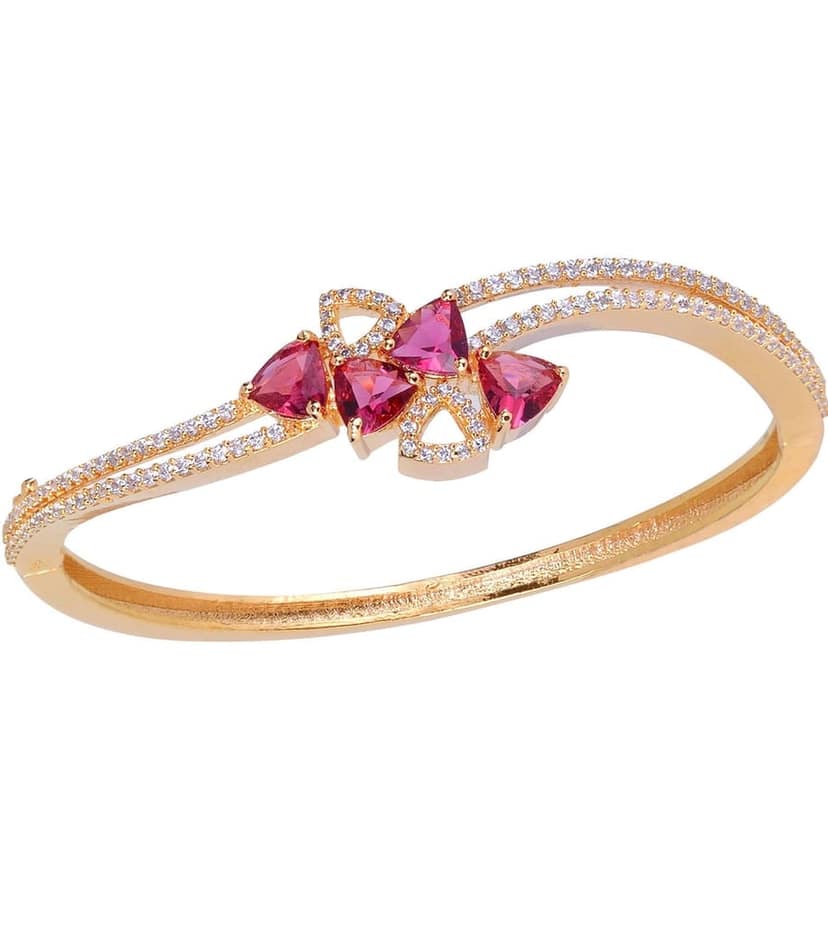 Gold plated Ruby AD studded handcrafted Bracelet for Women & Girls view 3