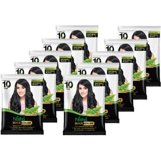Nisha Quick Color Henna Based Hair Color With Herbal Protection No Ammonia 10GM Natural Black (Pack of 10)