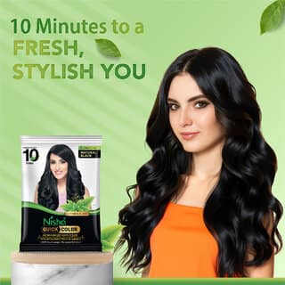 Nisha Quick Color Henna Based Hair Color With Herbal Protection No Ammonia 10GM Natural Black (Pack of 10) view 2