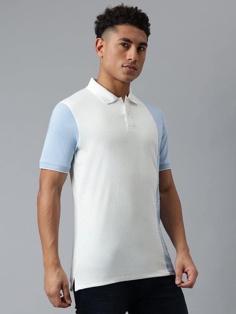 Men Cream Regular Fit Polo Neck T-Shirt view 6