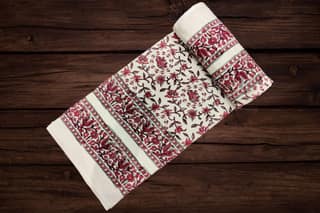 Cotton Blanket - Single Dohar ( 60 x 90 Inches) Pink Floral Net