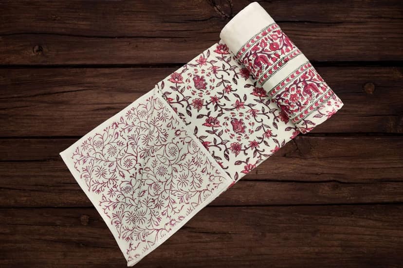 Cotton Blanket - Single Dohar ( 60 x 90 Inches) Pink Floral Net view 2
