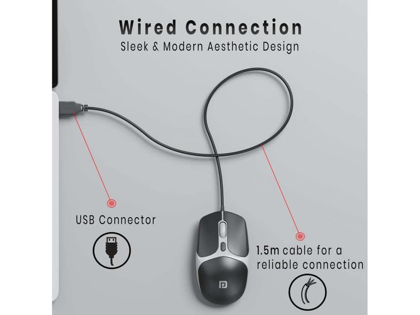 Portronics Toad 103 Plug & Play Convenience, Hi-Optical Tracking, 2400 DPI view 2