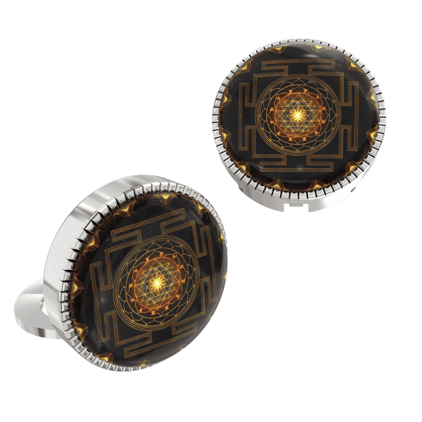 The Smart Buttons - Shirt Button Cover Cufflinks for Men - Sri Yantra view 2