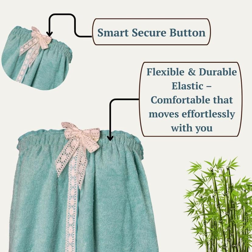 Mrijaa Bamboo Bath Wrap 400 GSM Ultra-Soft Fabric, Quick Absorption, Fast Drying, Adjustable Secure Fit view 3