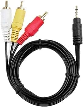 TV-out Cable 3.5Mm Aux Jack To 3 RCA Male Cable Audio Video Male (Black, For DVD, 1.5 m)