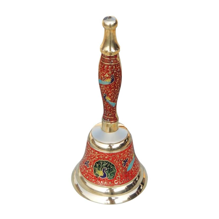 Brass Hand Bell No. 3 Red Colour, Height : 8.2 Inch (ZMAS168 C) view 3