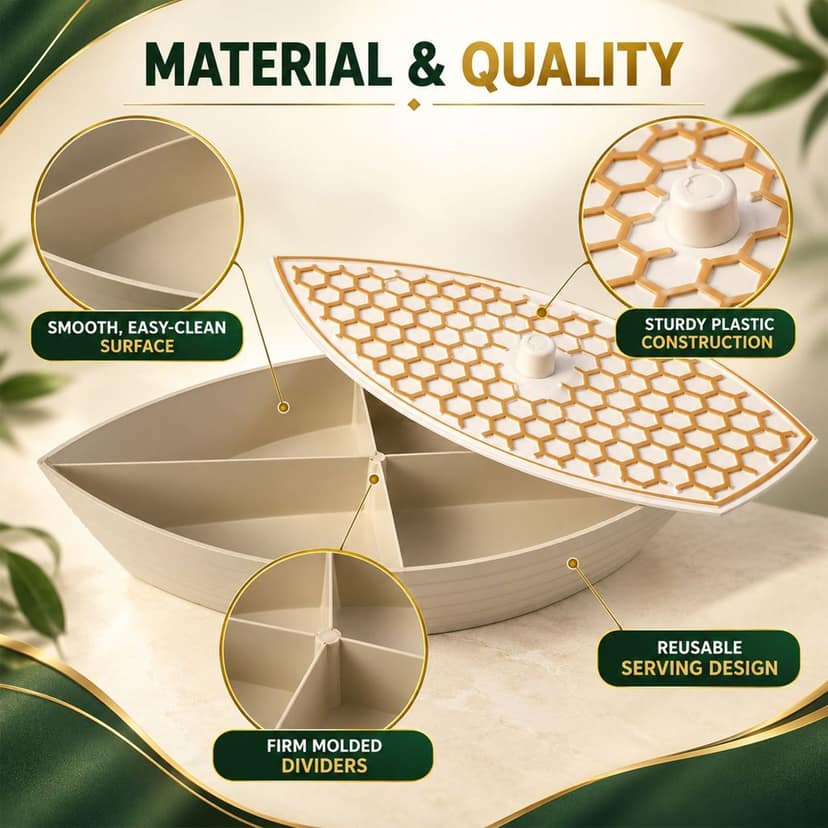 Boat Shape Dry Fruit Serving Box with Honeycomb Design Lid (4 Compartment) view 3