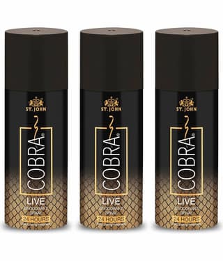 ST.JOHN Cobra Live Long Lasting Deodorant Spray for Men 150ml Each (450ml) - Pack of 3