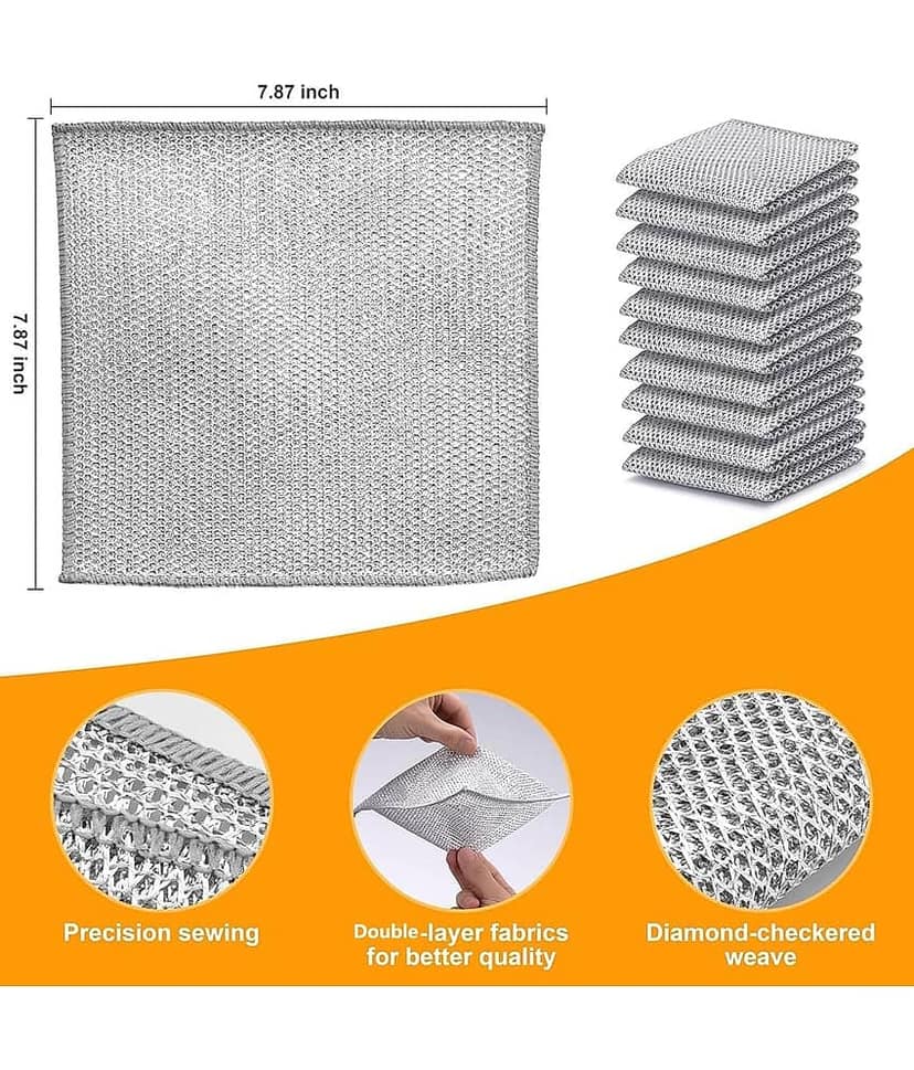 DHSMART Double Layered Wire Rags All Purpose Cleaner Block Multifunctional Non Scratch Dish Wash Cloth 1 no.s Pack of 10 view 2