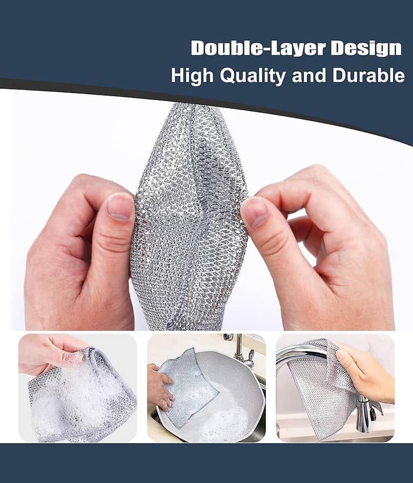 DHSMART Double Layered Wire Rags All Purpose Cleaner Block Multifunctional Non Scratch Dish Wash Cloth 1 no.s Pack of 10 view 3