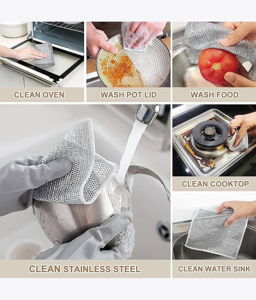 DHSMART Double Layered Wire Rags All Purpose Cleaner Block Multifunctional Non Scratch Dish Wash Cloth 1 no.s Pack of 10 view 4