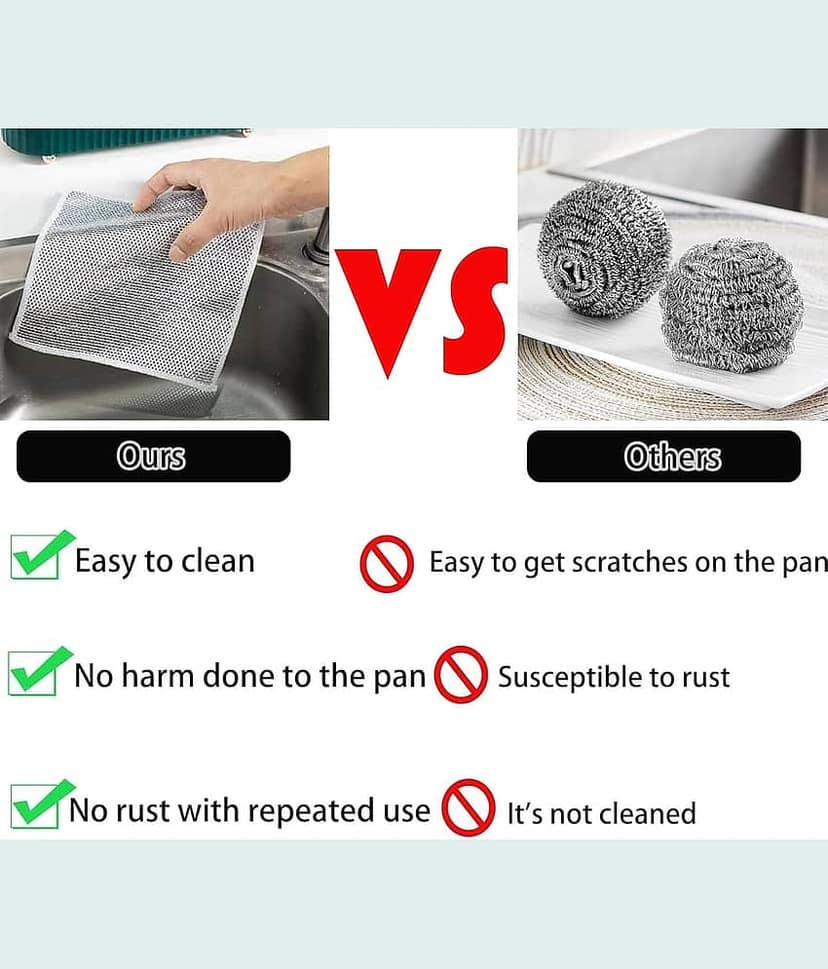 DHSMART Double Layered Wire Rags All Purpose Cleaner Block Multifunctional Non Scratch Dish Wash Cloth 1 no.s Pack of 10 view 6