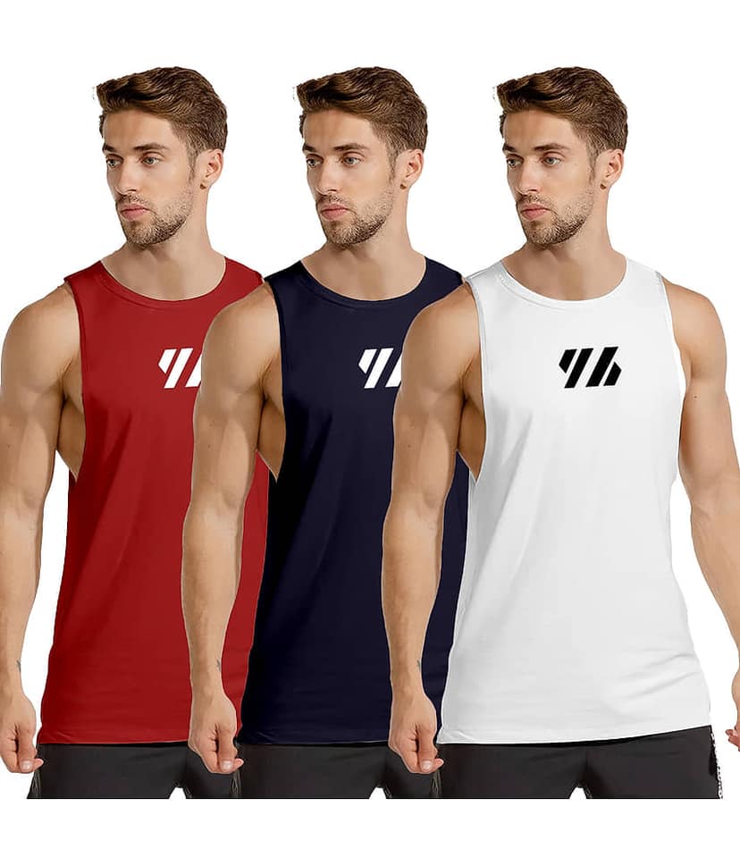 FTX Pack of 3 Polyester Gym Vest For Men ( Red )