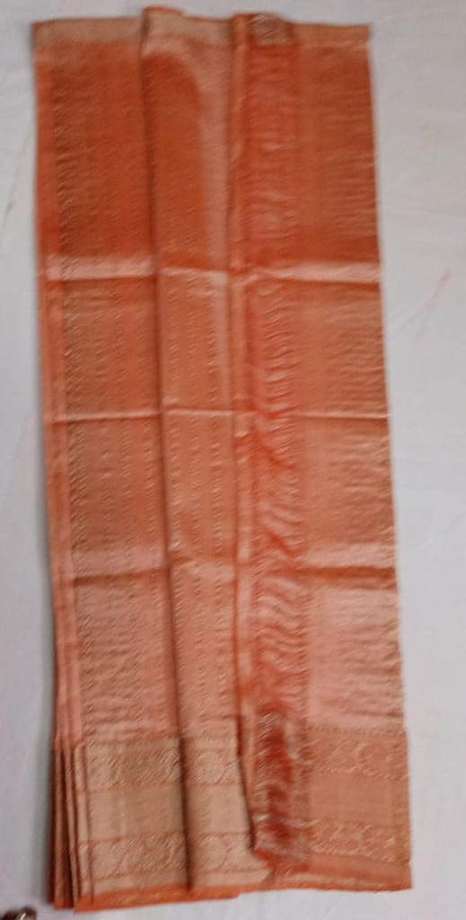 Peach Pure Handloom Kanjivaram Silk Saree With Blouse view 2