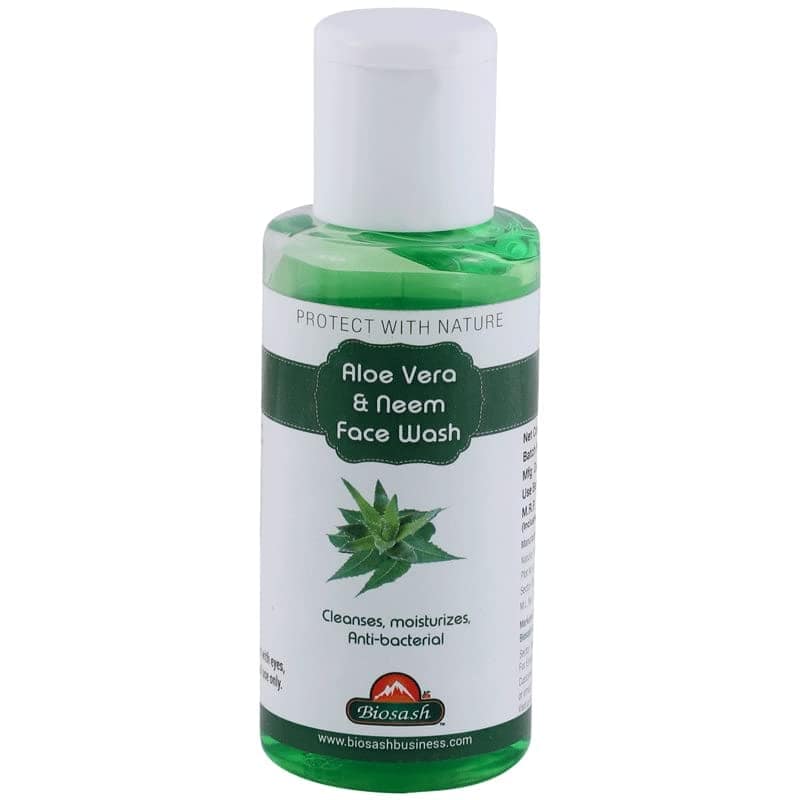Biosash Aloe Vera & Neem Face Wash 100ml | Herbal Facial Cleanser for Gentle Deep Cleansing | Removes Tan, Blackheads & Acne | Hydrating, Brightening | SLES, Paraben & Sulphate-Free | All Skin Types