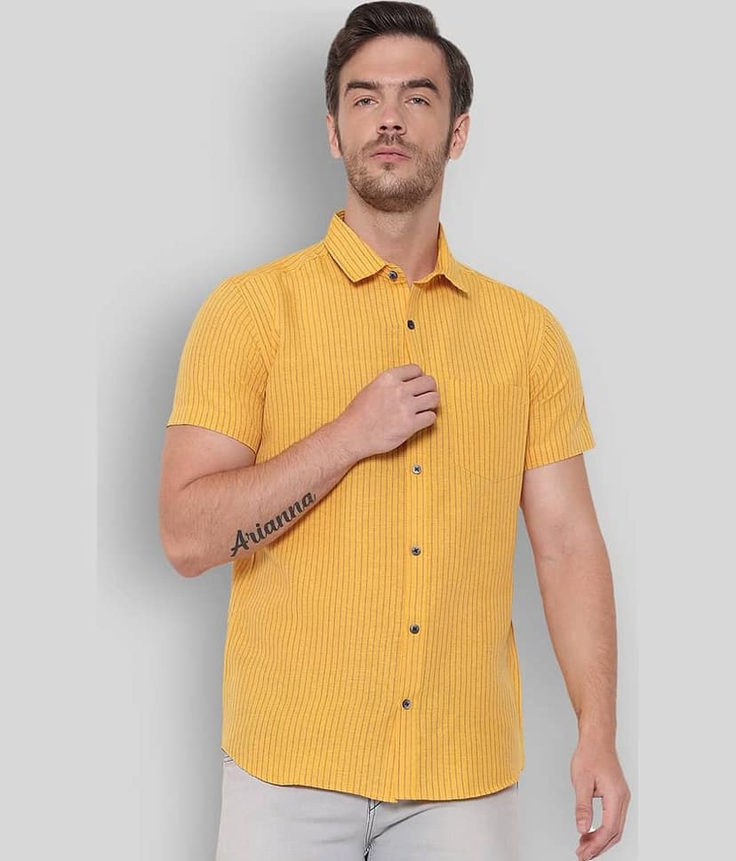 Latest Chikan - Orange Cotton Blend Regular Fit Men's Casual Shirt (Pack of 1)