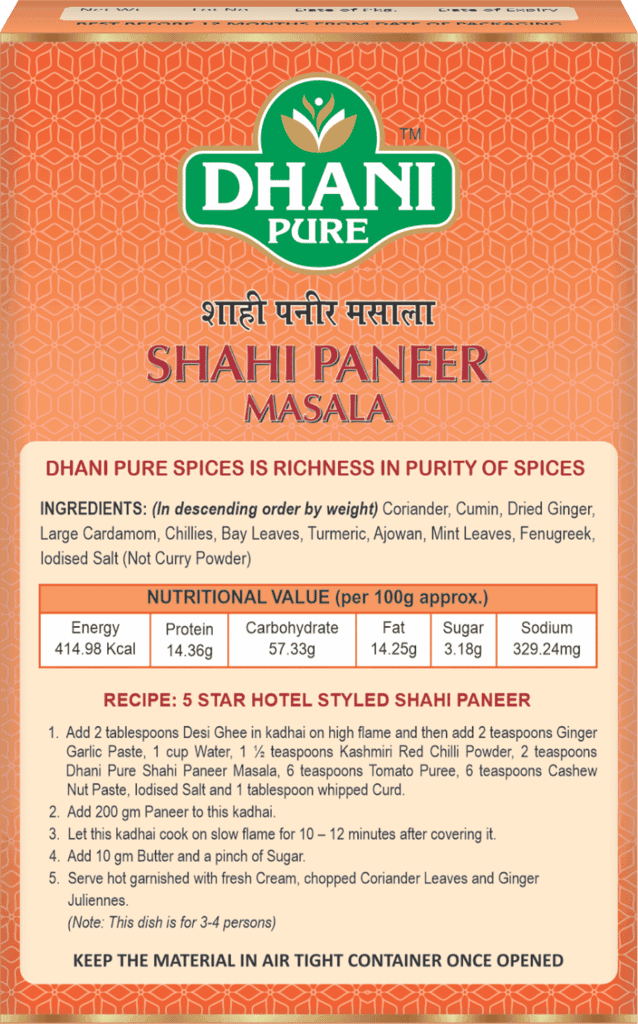 Dhani Pure Shahi Paneer Masala Box, 100g view 2