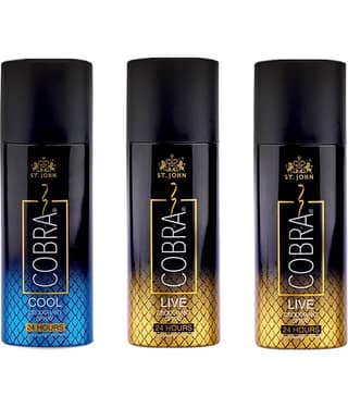 St. John Cobra Live 50ml*2 & Cool, Cobra Deodorant Spray for Men 50 ml ( Pack of 3 )