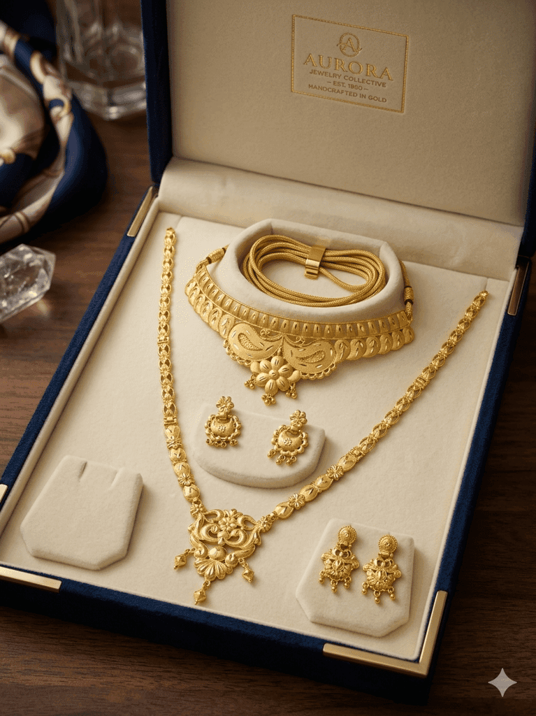 Traditional Indian Bridal Gold Combo Set Choker and Rani Haar Wedding Set view 3