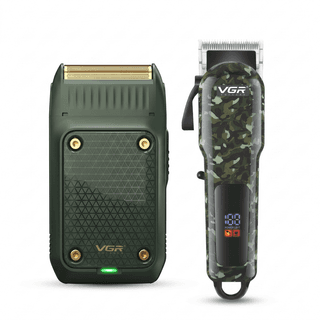 VGR VL-665 Hair Clipper & V-353 Foil Shaver Professional Grooming Combo, Green