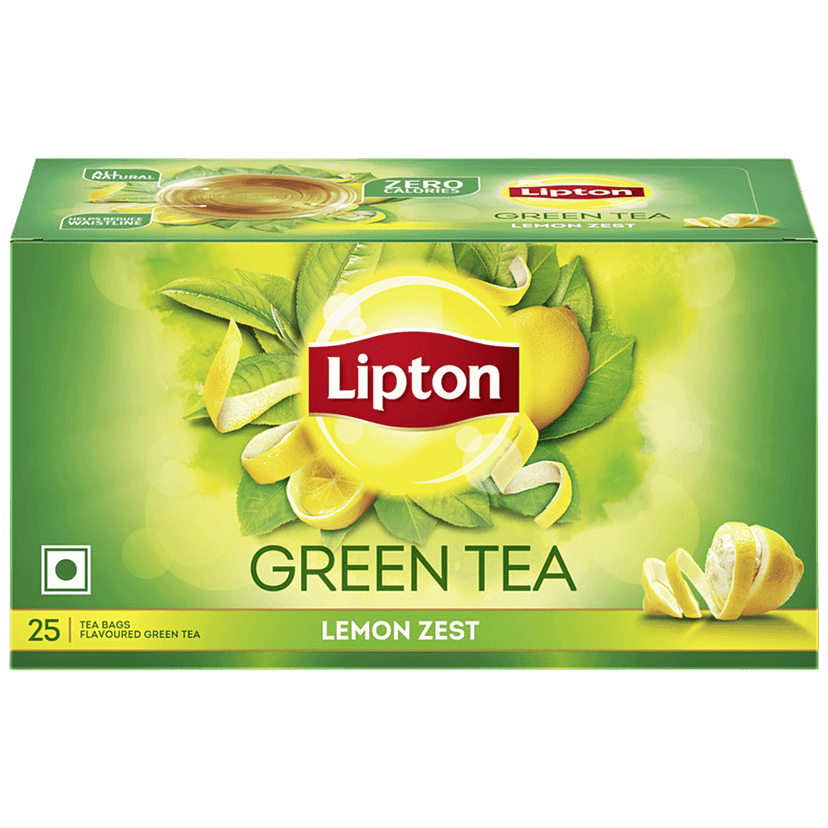 Lipton Green Tea Bags - Lemon Zest, 32.5 G (25 Bags X 1.3 G Each)