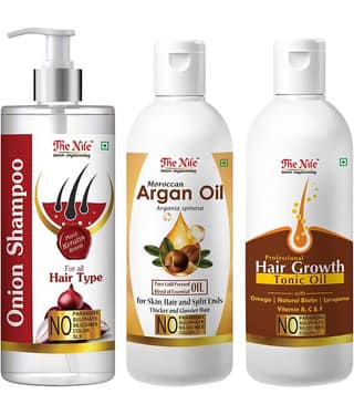 The Nile Red Onion Shampoo 200 ML + Argan 100 ML + Hair Growth Tonic 100 ML Shampoo 400 mL Pack of 3