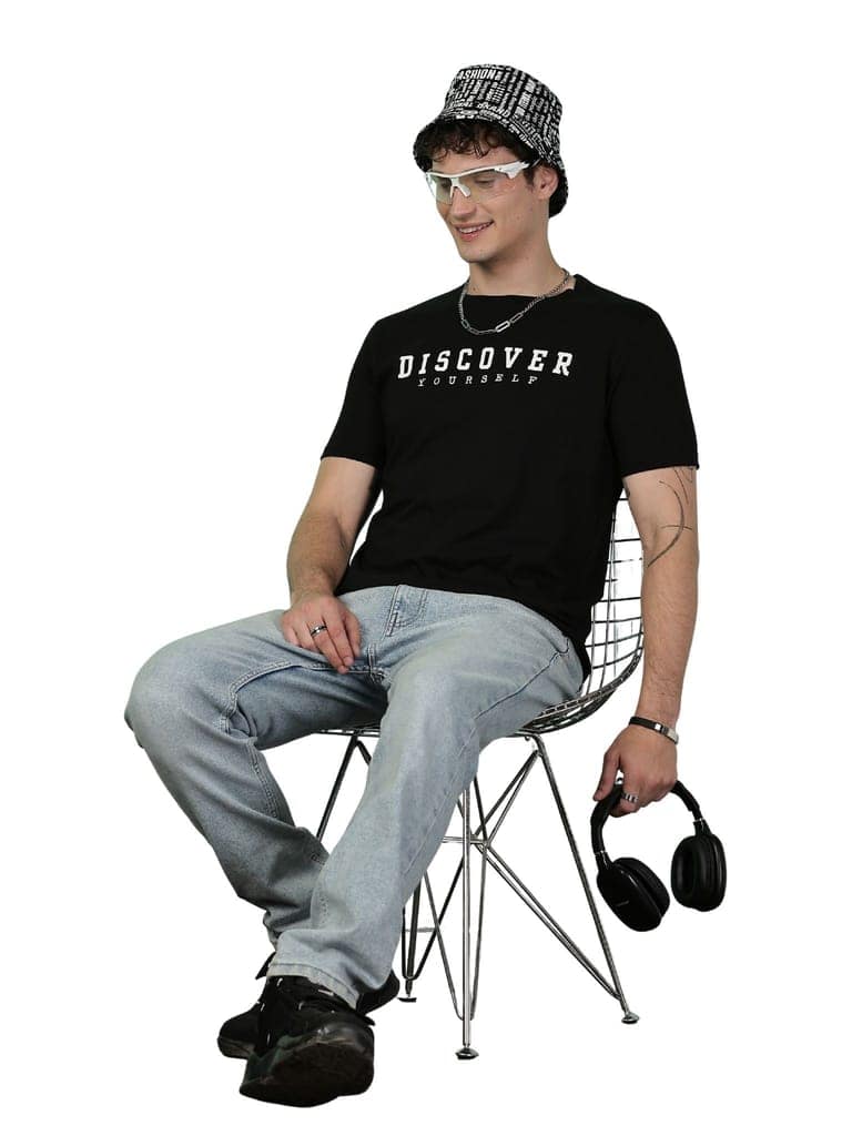 Cotton Black Discover T-Shirt view 4