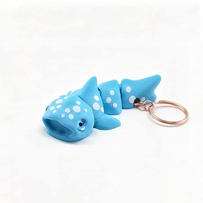 Vinglits Aqua Squad 3D Printed Keychains – Articulated Animal Toys, Pocket-Friendly Keyrings, Stress Relief Desk Toys for Kids & Adults, Collectible Accessories (Whale - Willy)