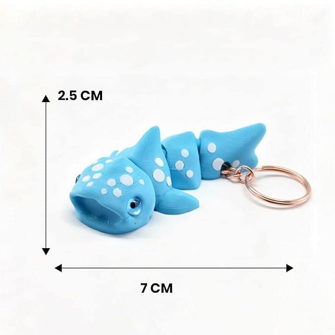 Vinglits Aqua Squad 3D Printed Keychains – Articulated Animal Toys, Pocket-Friendly Keyrings, Stress Relief Desk Toys for Kids & Adults, Collectible Accessories (Whale - Willy) view 2