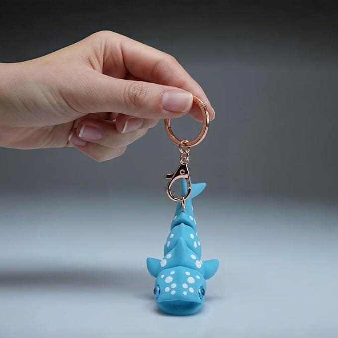 Vinglits Aqua Squad 3D Printed Keychains – Articulated Animal Toys, Pocket-Friendly Keyrings, Stress Relief Desk Toys for Kids & Adults, Collectible Accessories (Whale - Willy) view 3