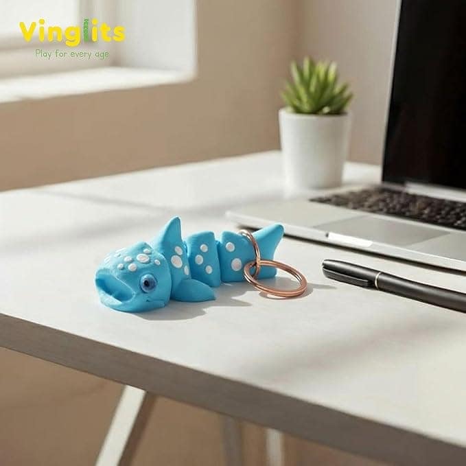 Vinglits Aqua Squad 3D Printed Keychains – Articulated Animal Toys, Pocket-Friendly Keyrings, Stress Relief Desk Toys for Kids & Adults, Collectible Accessories (Whale - Willy) view 5
