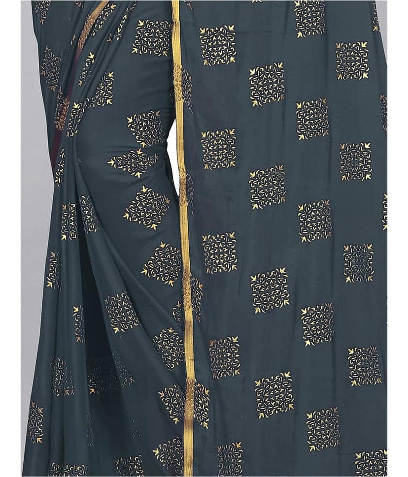 Rhey Chiffon Printed Saree With Unstitched Blouse Piece ( Rama ) view 2