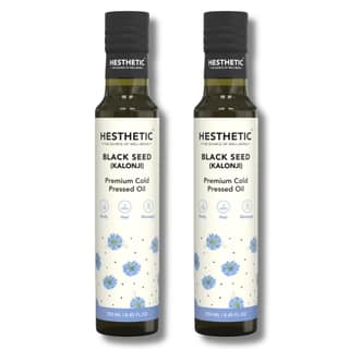 HESTHETIC Cold Pressed Black Seed Oil Pack of 2 250ml for Hair, Skin & Scalp | Pure Kalonji (Nigella Sativa) Beauty Oil Thymoquinone Rich | Glass Bottle | Pre-Wash Ritual & Facial Massage Use HESTHETIC Cold Pressed Black Seed Oil Pack of 2 250ml for Hair